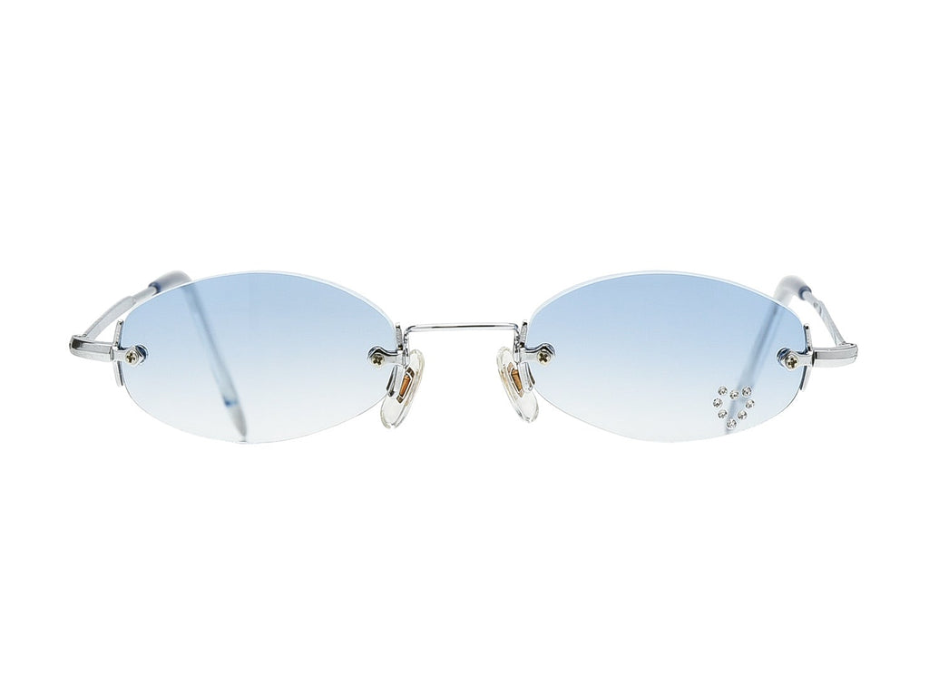 "Celeste" Y2k's Rhinestone Heart Rimless Micro Oval Sunglasses - Brillies