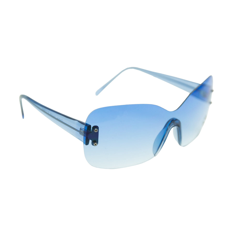 “Luv” 2000's Rhinestone Heart Shield Sunglasses - Brillies