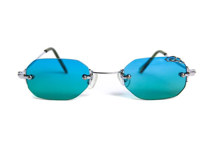 "Miss Me" Y2k Vintage Rimless Eyebrow Ring Micro Octogon Sunglasses - Brillies