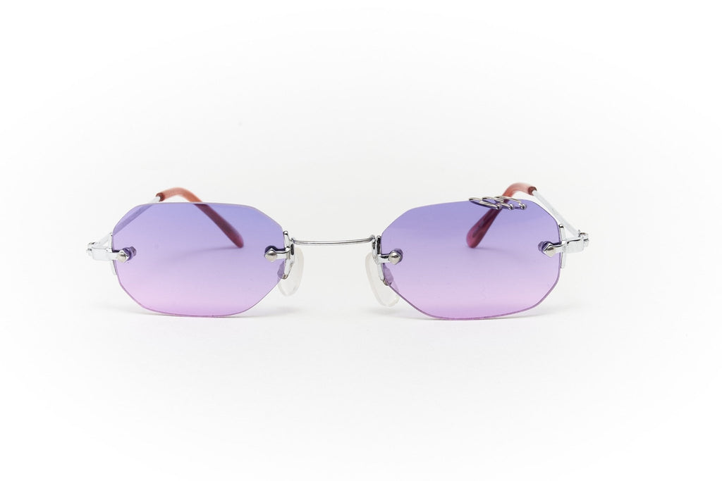 "Miss Me" Y2k Vintage Rimless Eyebrow Ring Micro Octogon Sunglasses - Brillies